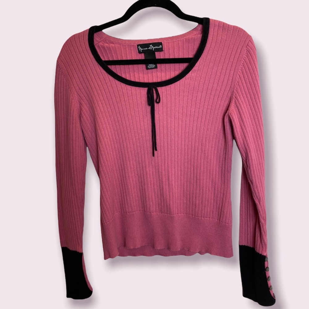 Y2K wide rib scoop neck sweater with bow